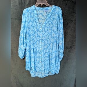 Blue Ginger Floral Women's Tunic Top